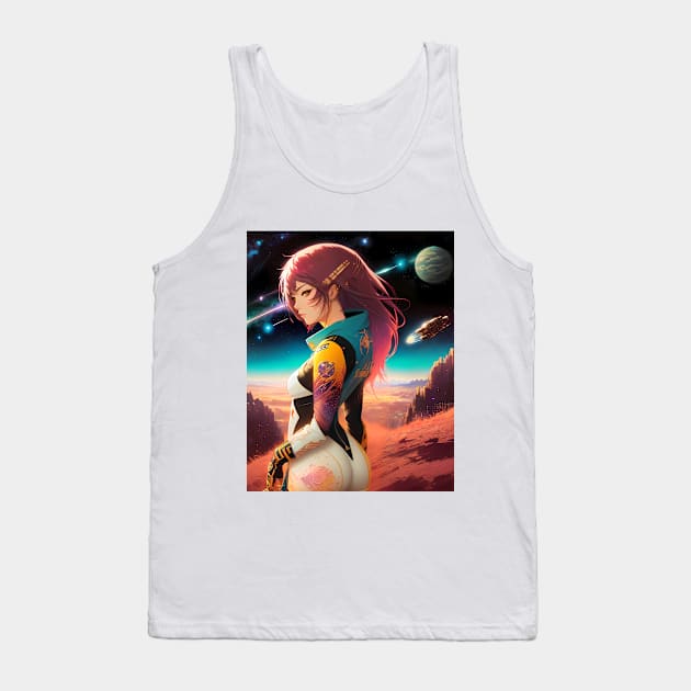 Abstract Space Anime Style Girl, Sticker, Tshirt and Accessories Tank Top by InfinitelyPink